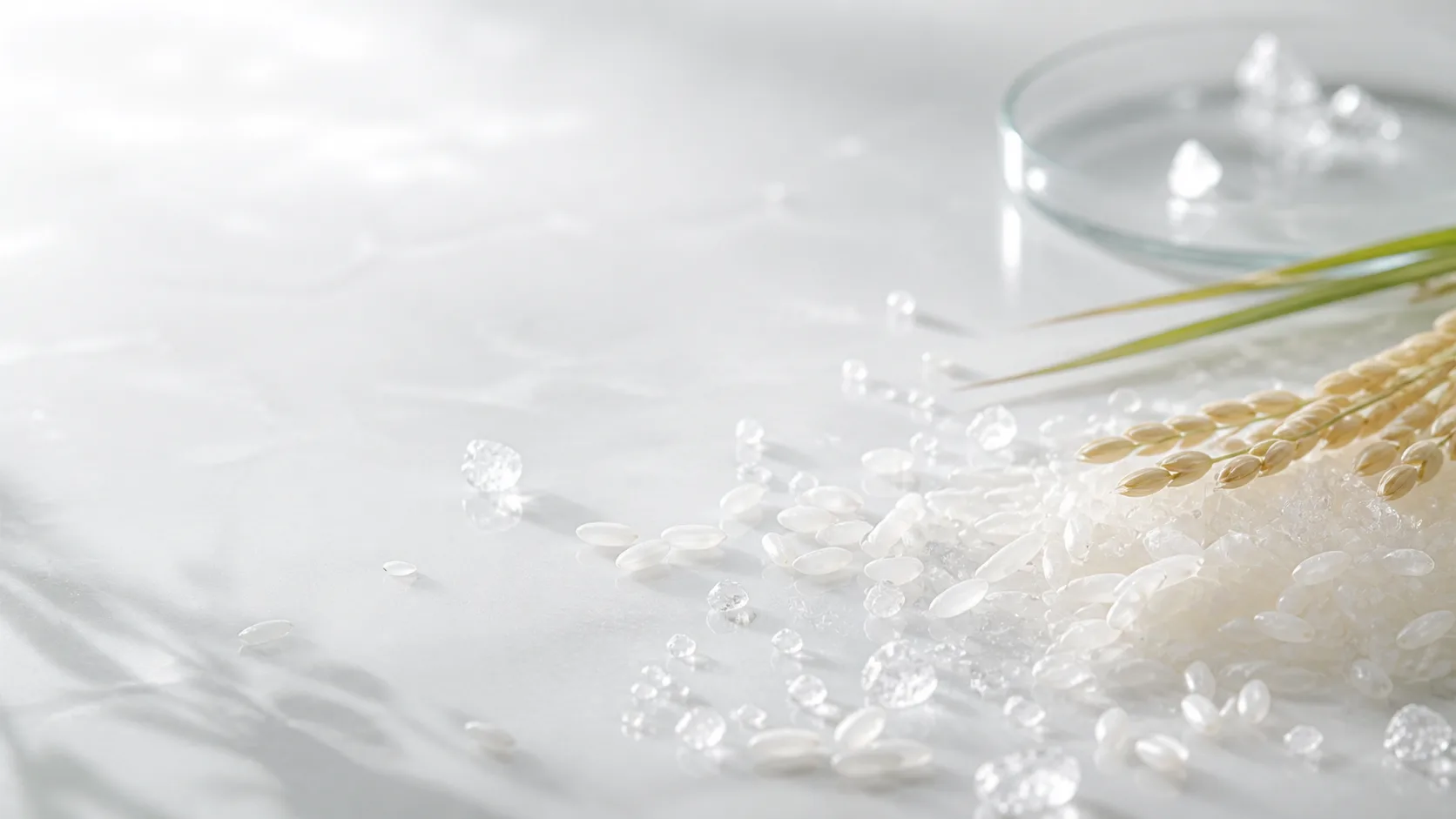 Rice grains and crystalline fructose texture